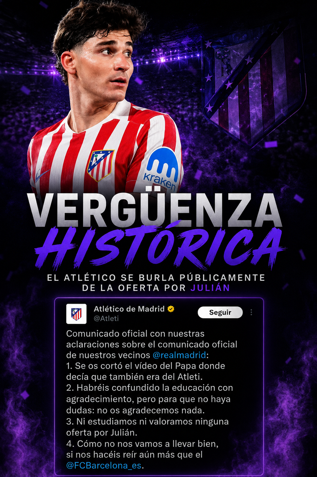 ❌️ Vergonzoso: el Atlético se burla de la oferta del Real Madrid