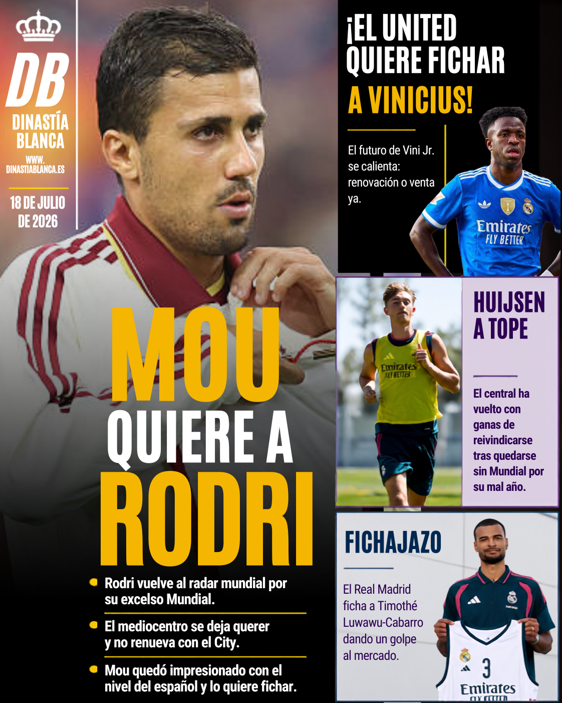 «Mou quiere a Rodri», «portazo por Julián»: las portadas del día